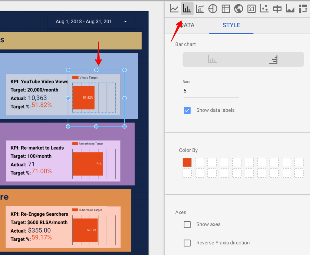 Bar chart in Google Data Studio