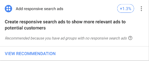 Google Ads optimization score responsive search ads recommendation